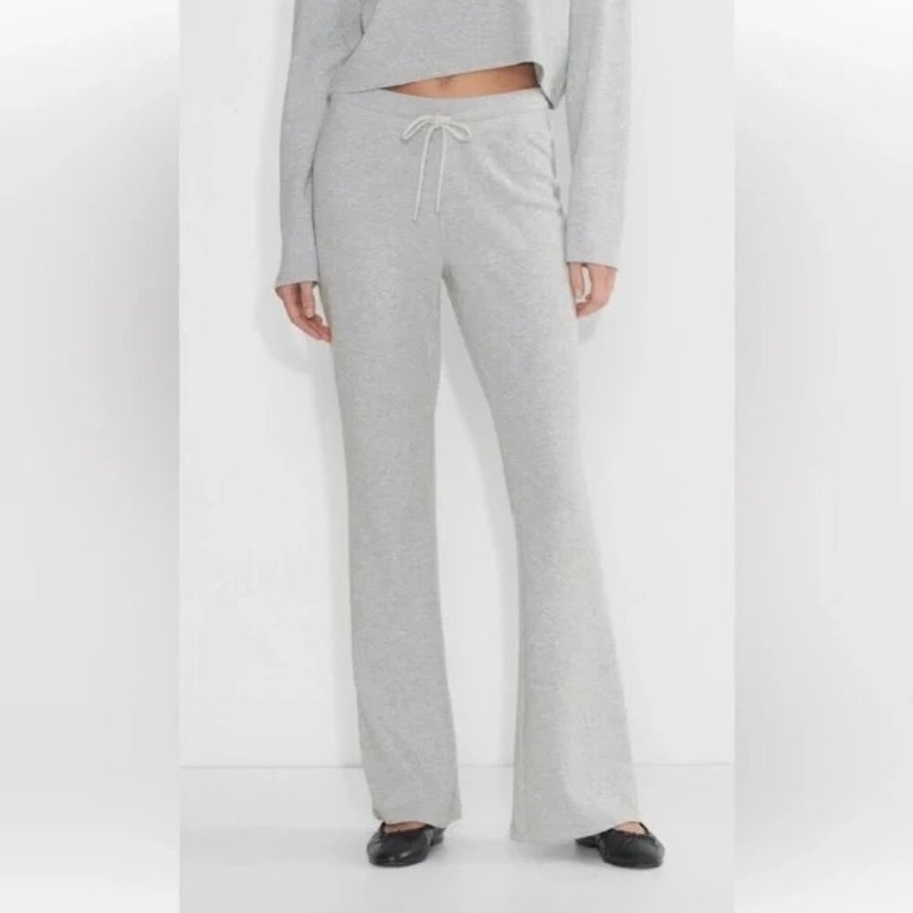 Aritzia Sunday Best Gray Flare Waffle Knit Pants